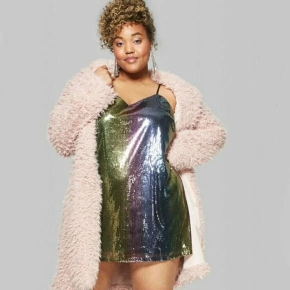 OMBRE RAINBOW SEQUIN SLIP DRESSβ Multicolor Small